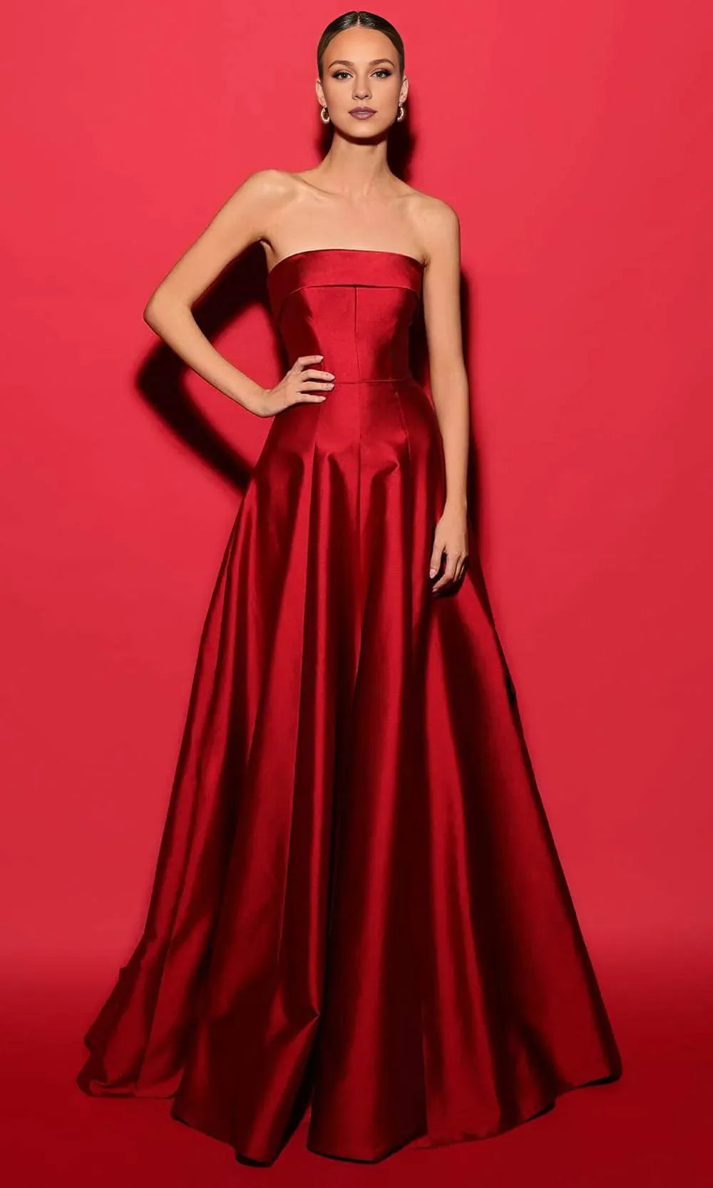 Evening Dresses For Women/ Princess Straight Across Neckline Strapless Mid-Open Back Floor Length With Sweep Train Evening Dresses